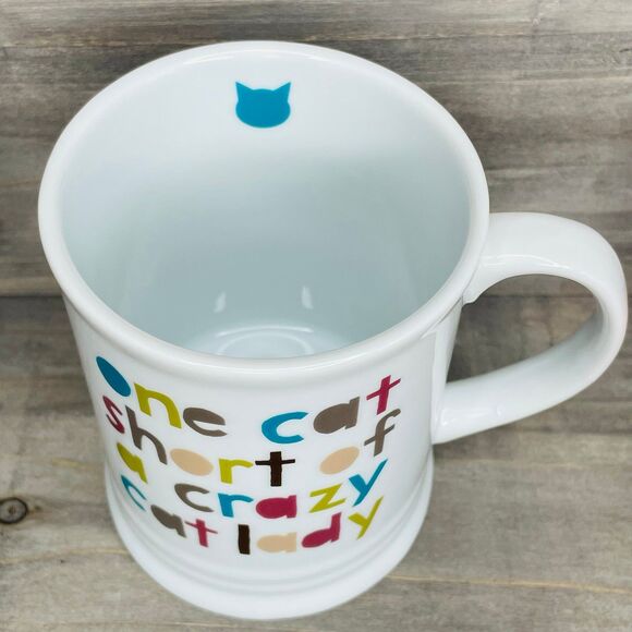 White Ceramic Coffee Tea Mug "One Cat Short of a Crazy Cat Lady" Fringe Studio - Picture 5 of 7
